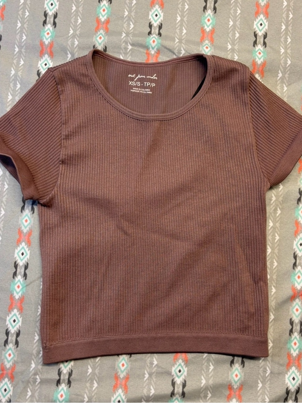 ⚛️Out From Under Brown Ribbed Crewneck Short Sleeve Tee